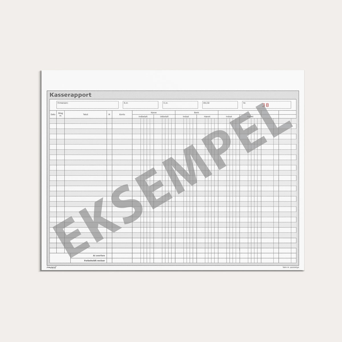 Kasserapport (kasse-bank+1) 2 x 50 sider m. kopi