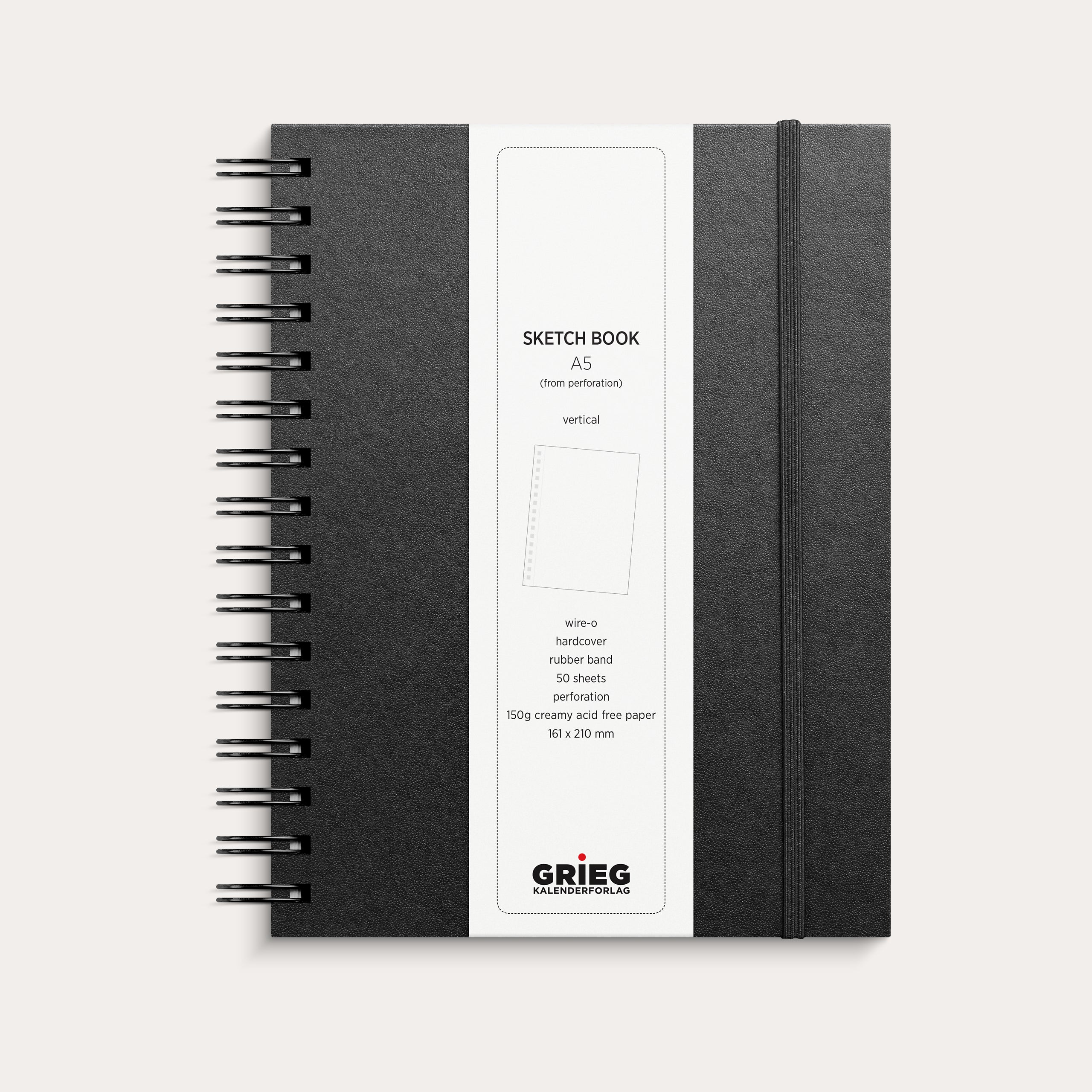 Skitseblok A5 sort kunstskind