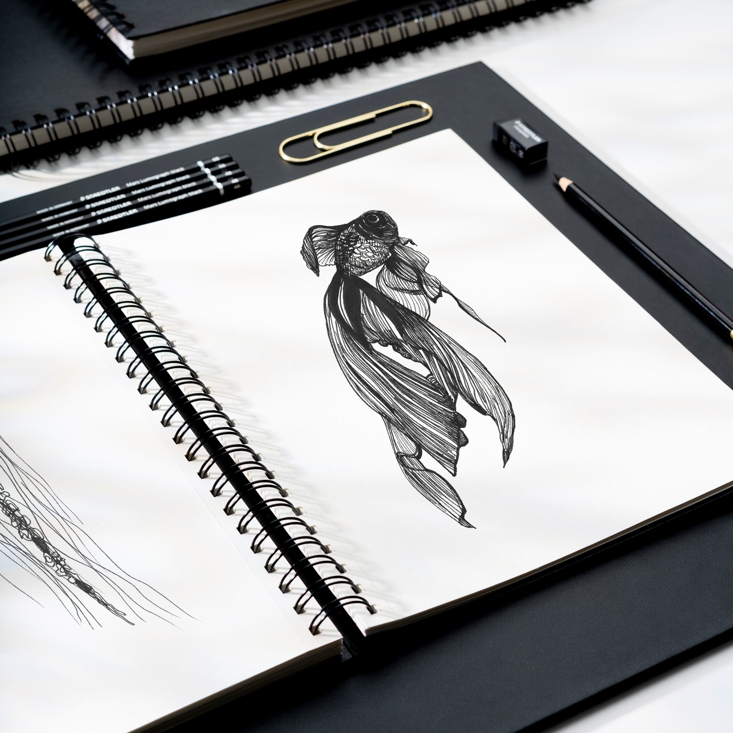 Skitseblok A4 sort kunstskind