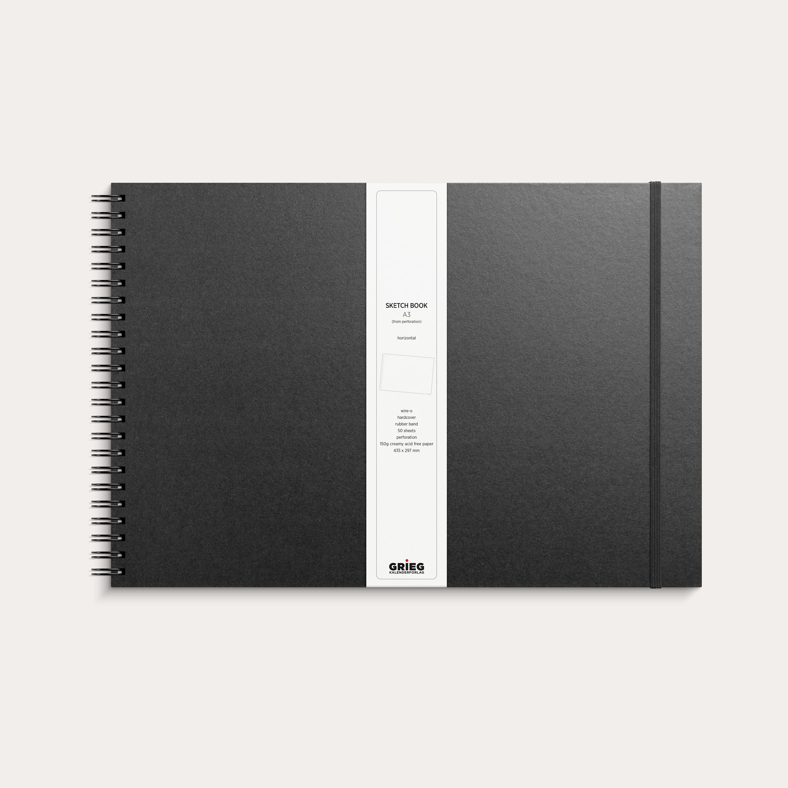 Skitseblok A3L sort kunstskind