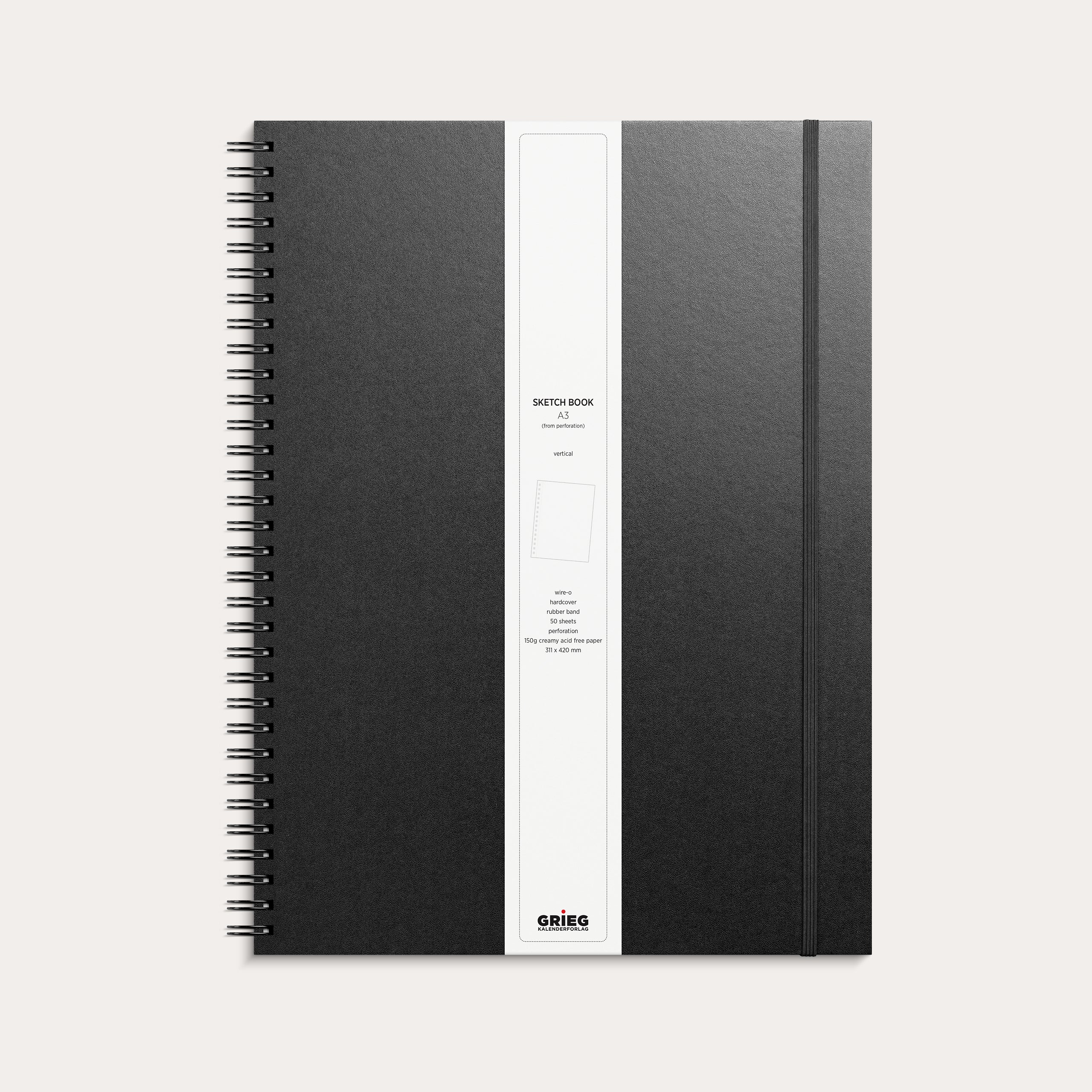 Skitseblok A3 sort kunstskind