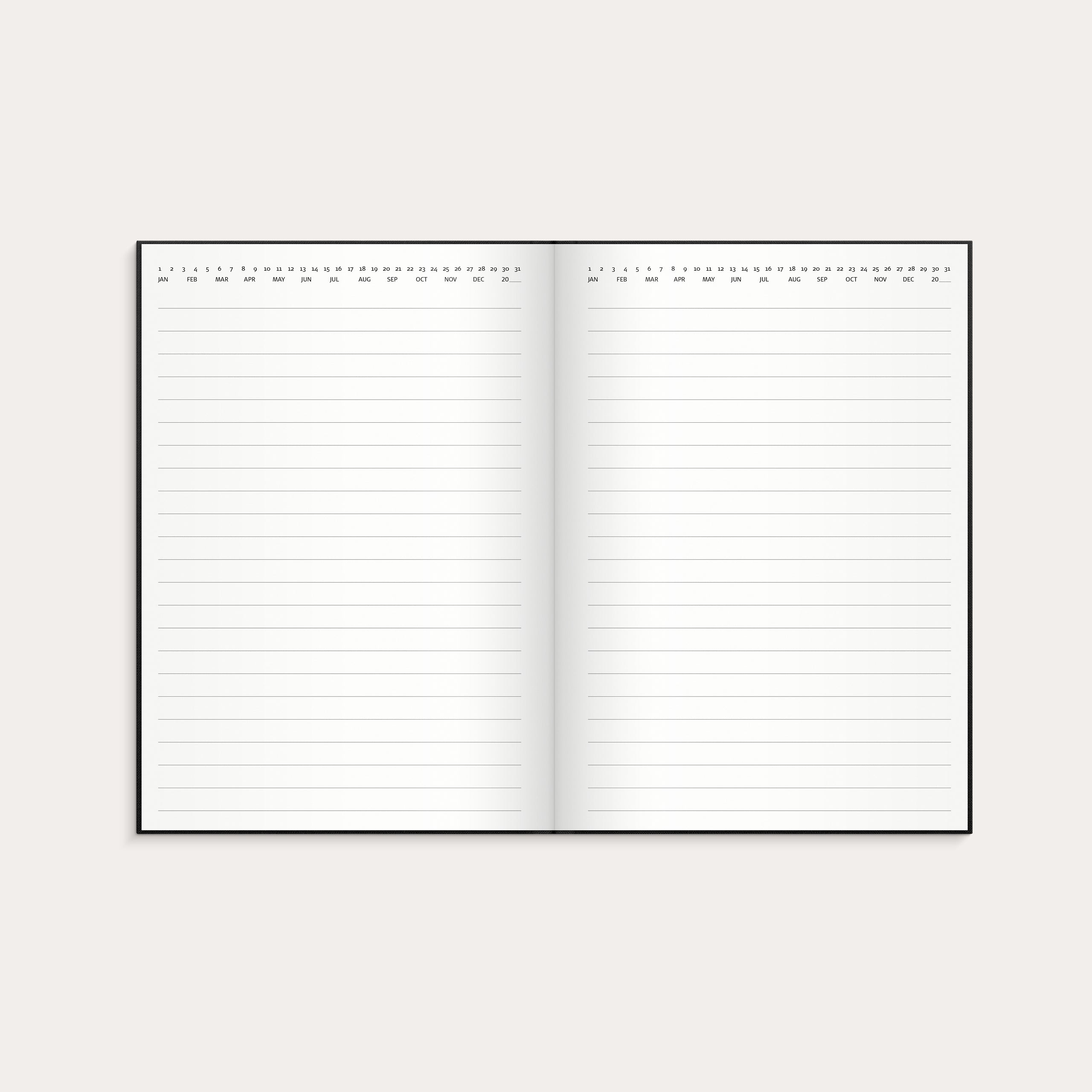 Notesbog tekstilpræg linj. A5 sort