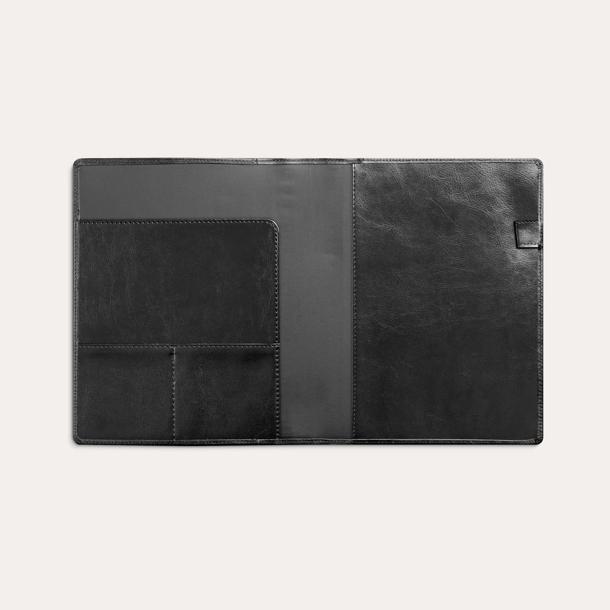 Omslag svart konstläder A5