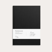 Notesbog tekstilpræg ulinj. A4 sort
