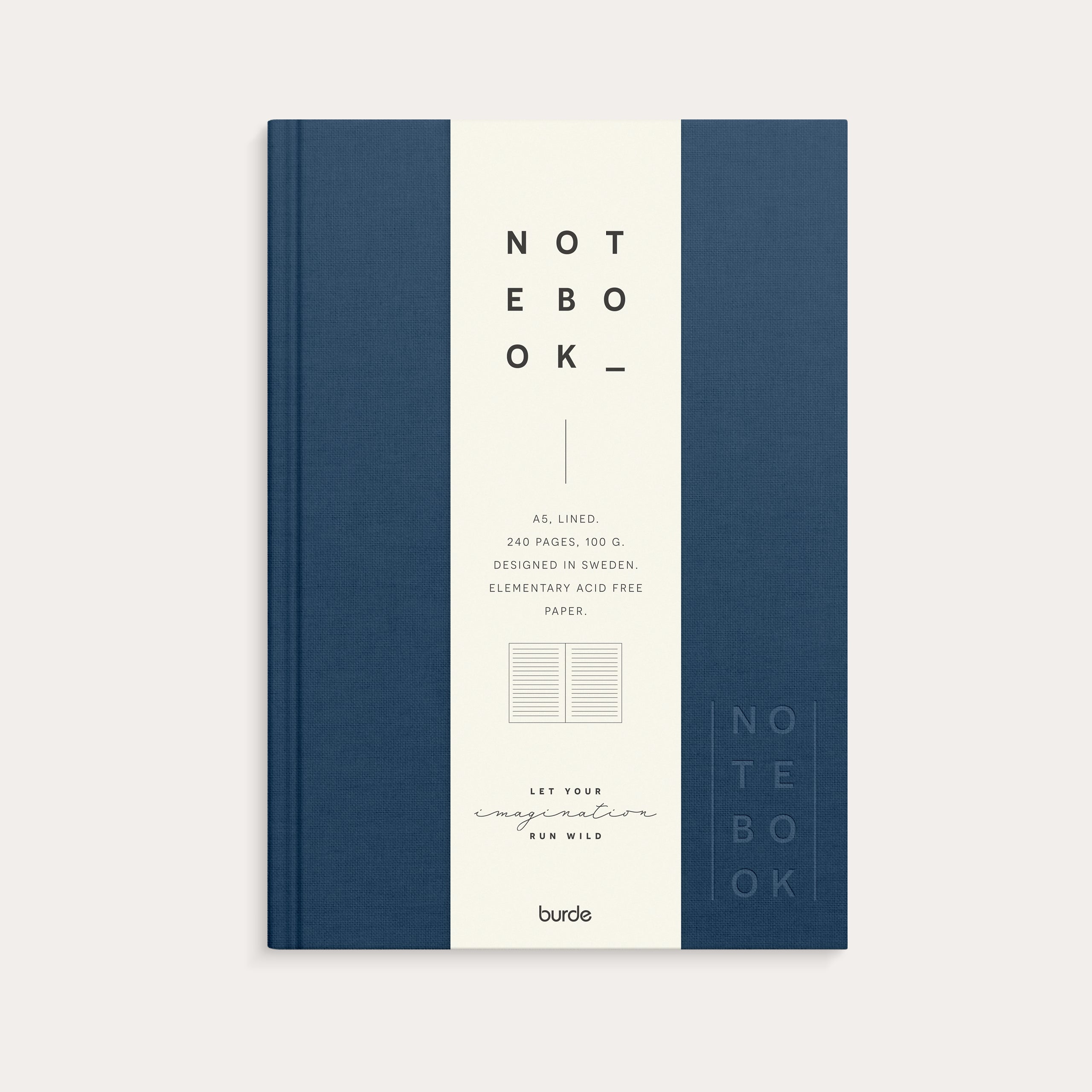 Notebook Textile dark blue lined A5