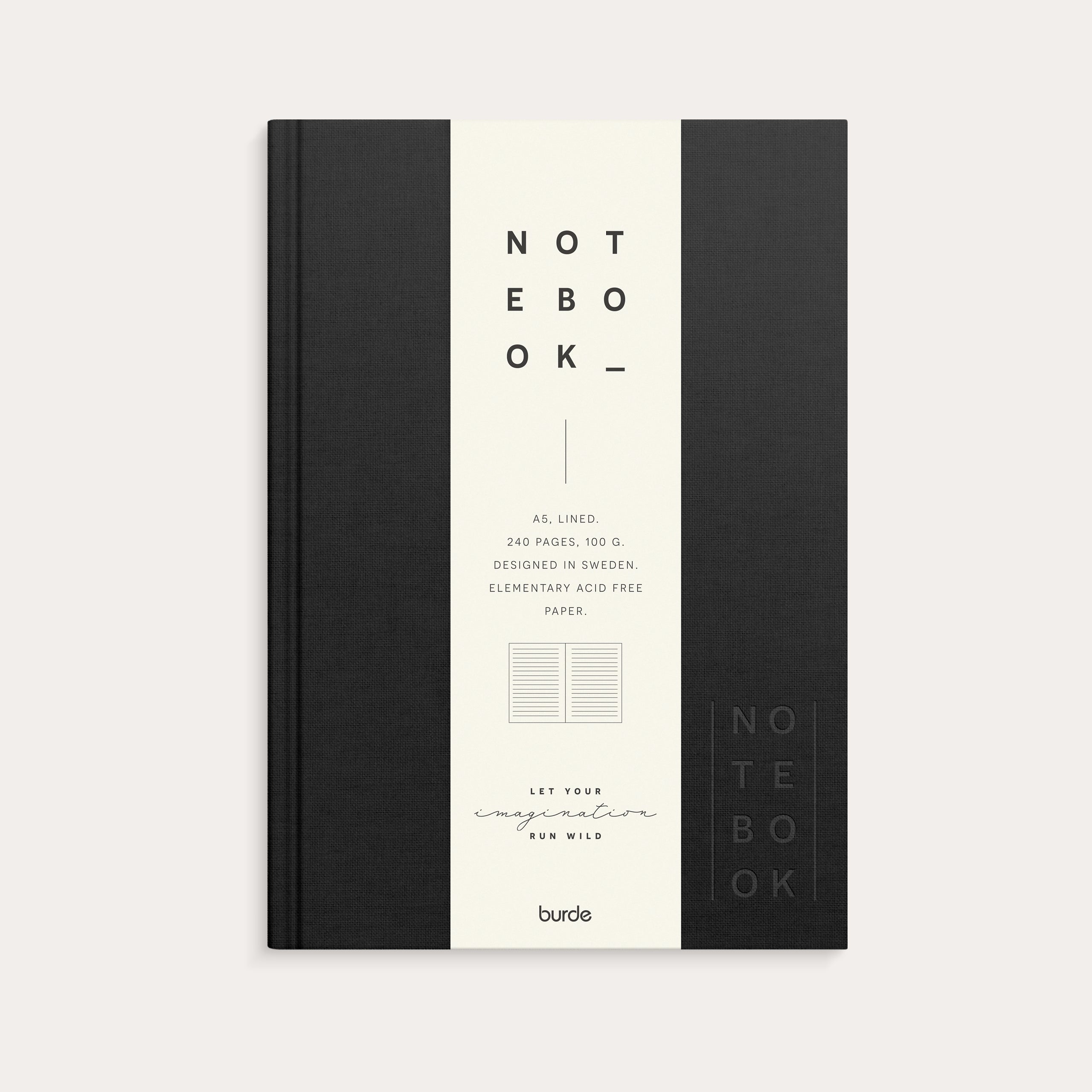 Notebook Textile black lined A5