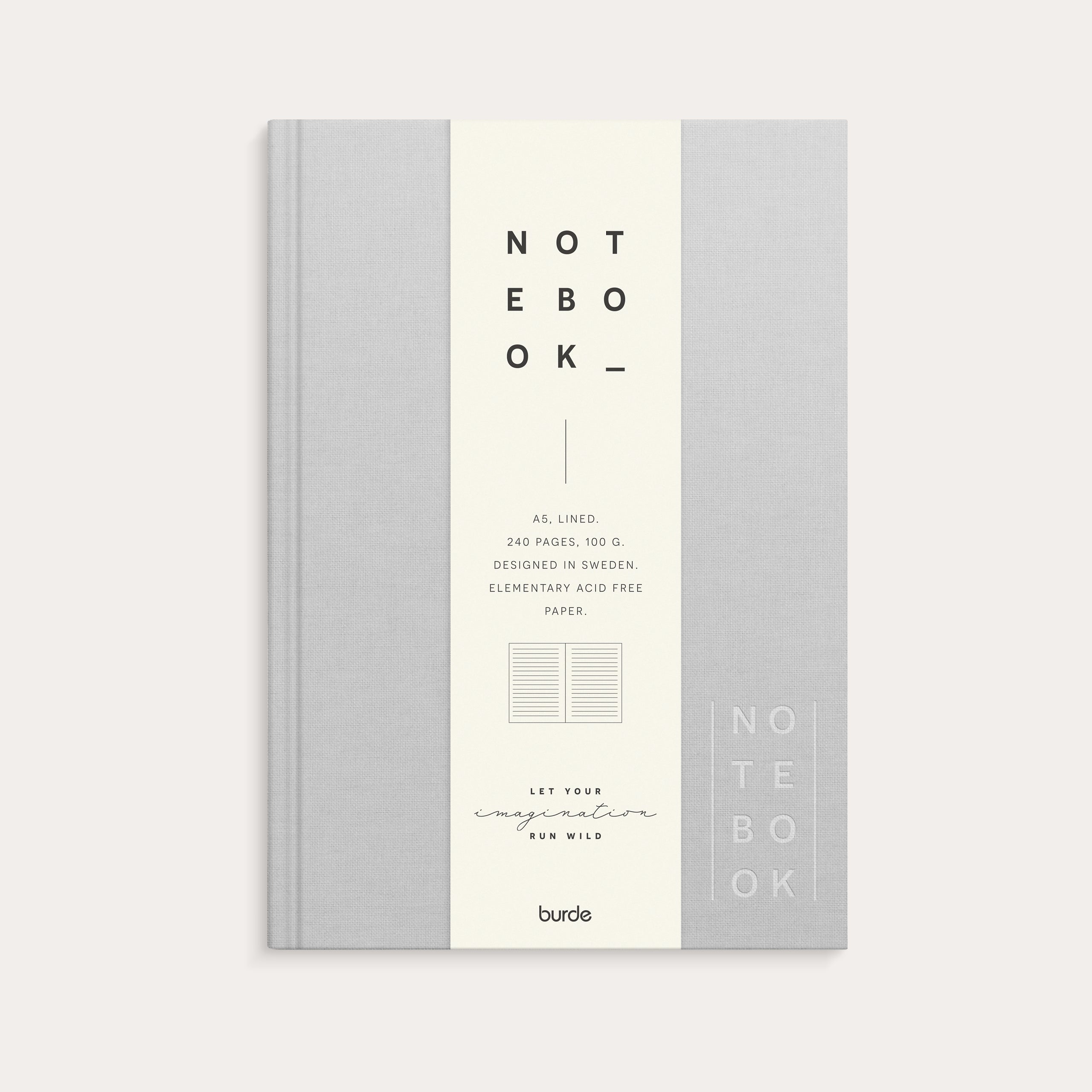 Notebook Textile light grey lined A5