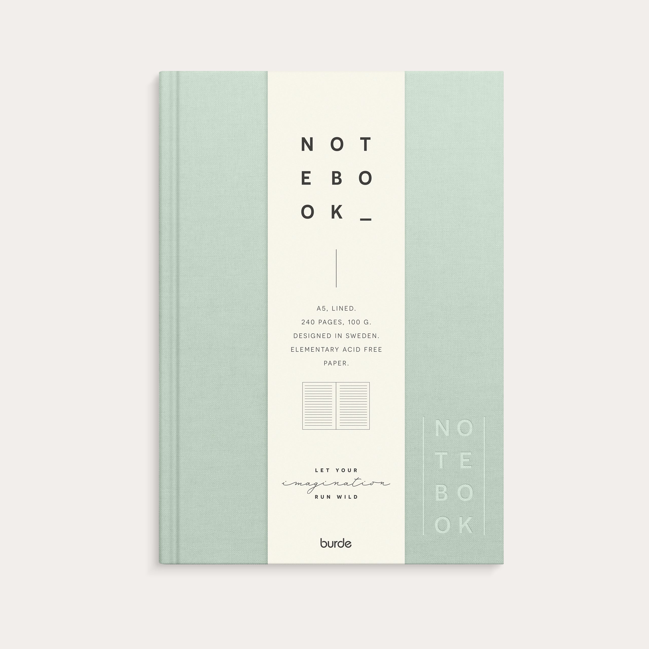 Notebook Textile green lined A5