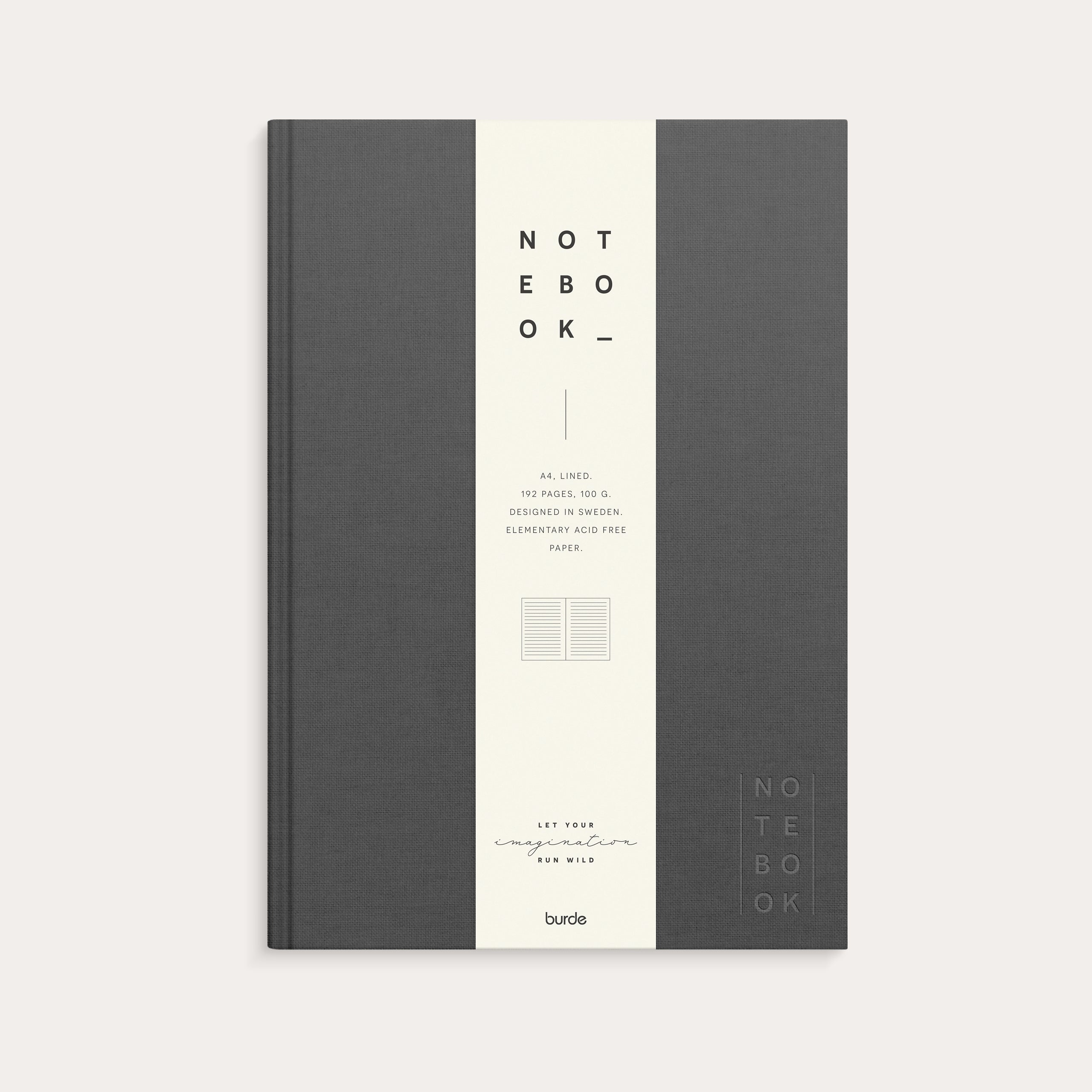 Notebook Textile dark grey lined A4