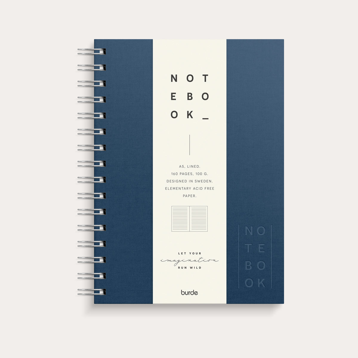 Notebook Textile dark blue lined A5