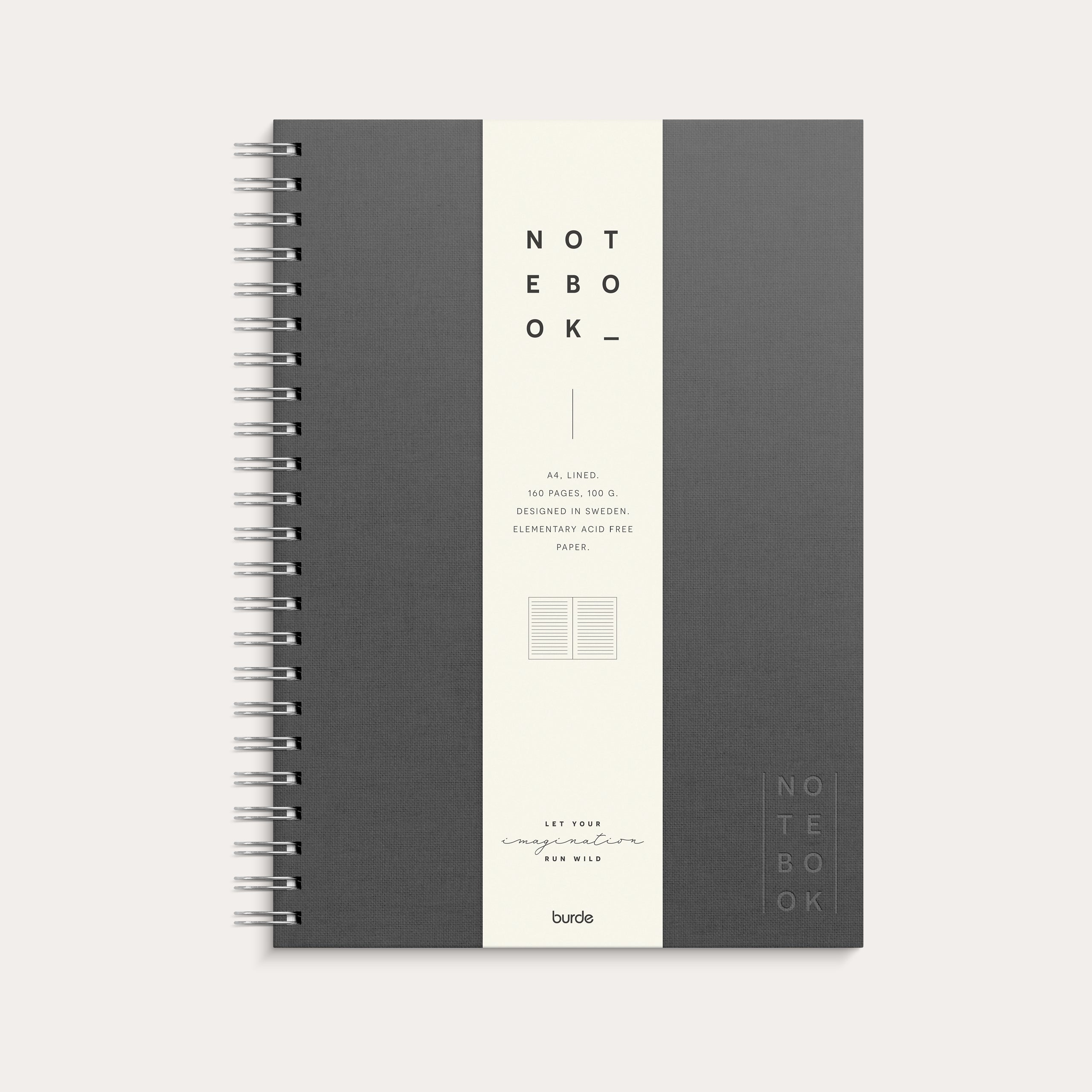 Notebook Textile dark grey lined A4