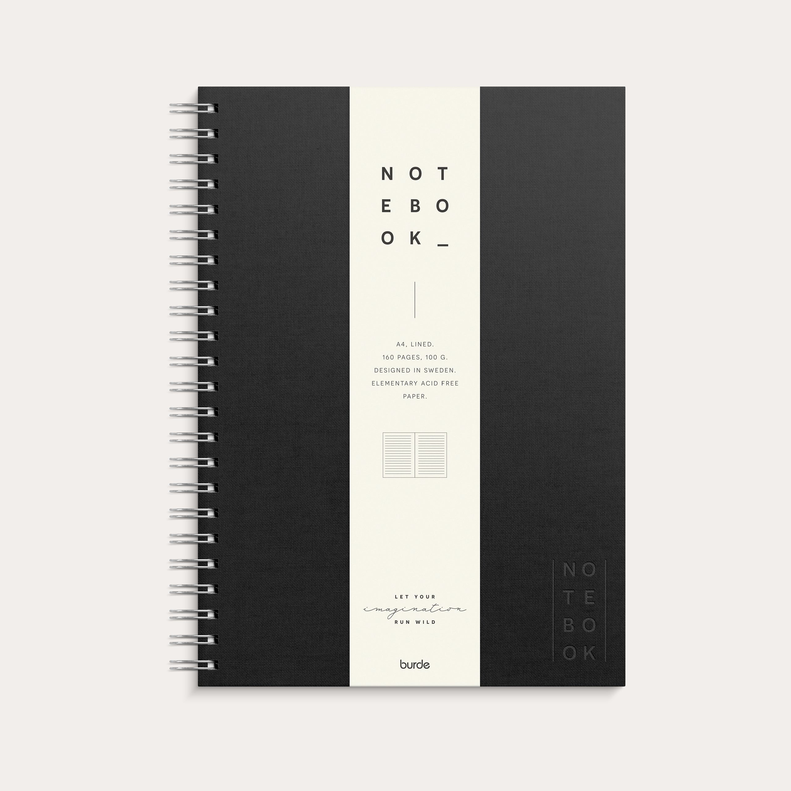 Notebook Textile black lined A4