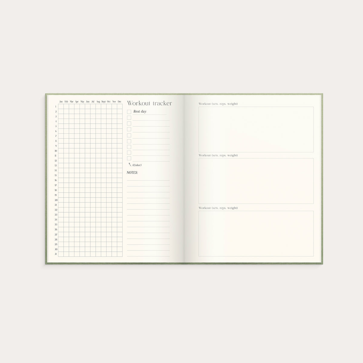 Träningslogg (workout tracker) i The Wellness Planner