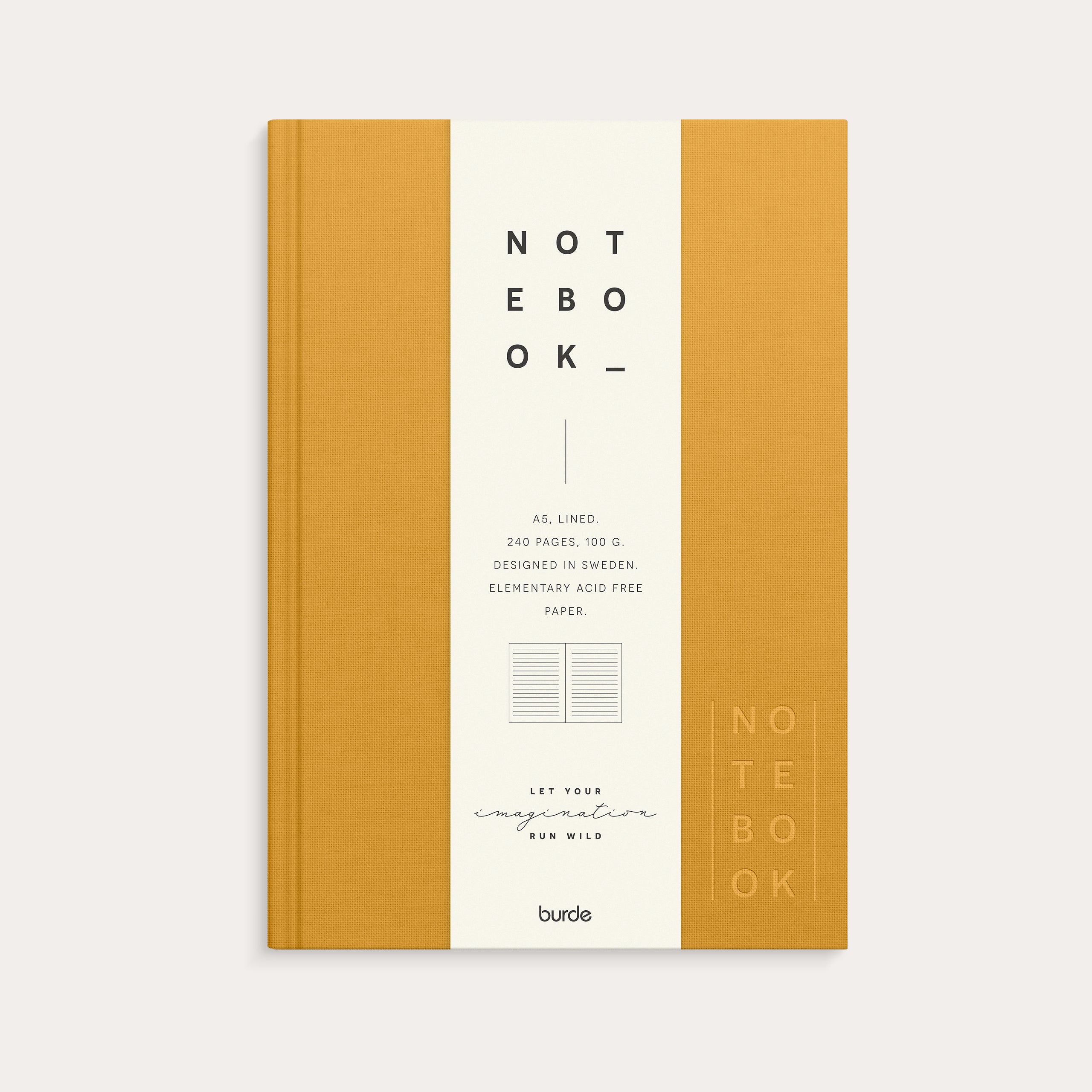 Notebook Textile mustard lined A5