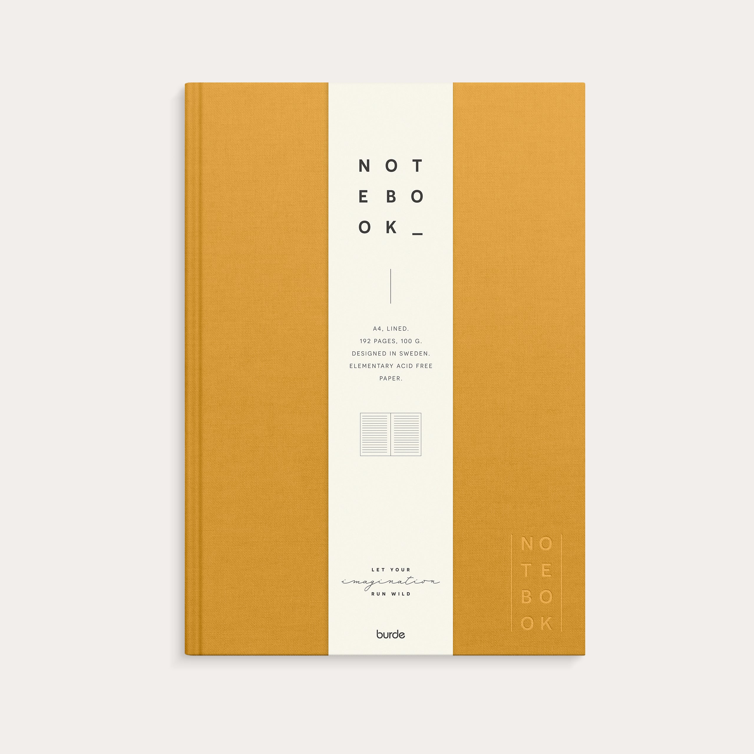 Notebook Textile mustard lined A4