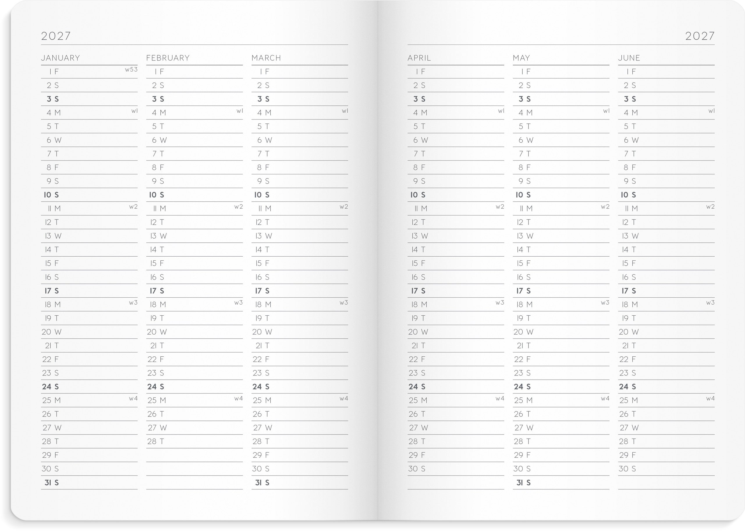 Calendar 2027 Monthly Planner A5