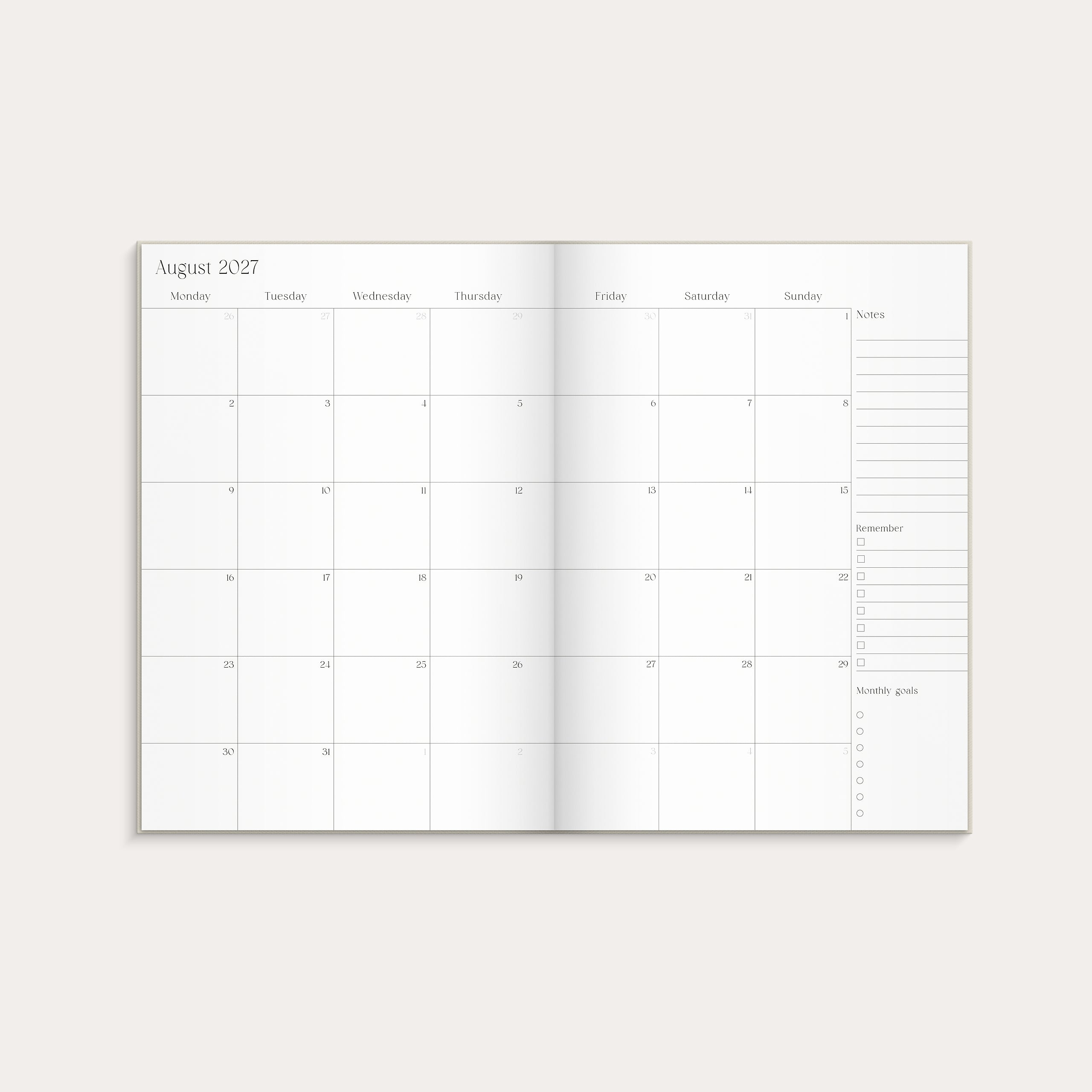 Student Planner A5 Beige