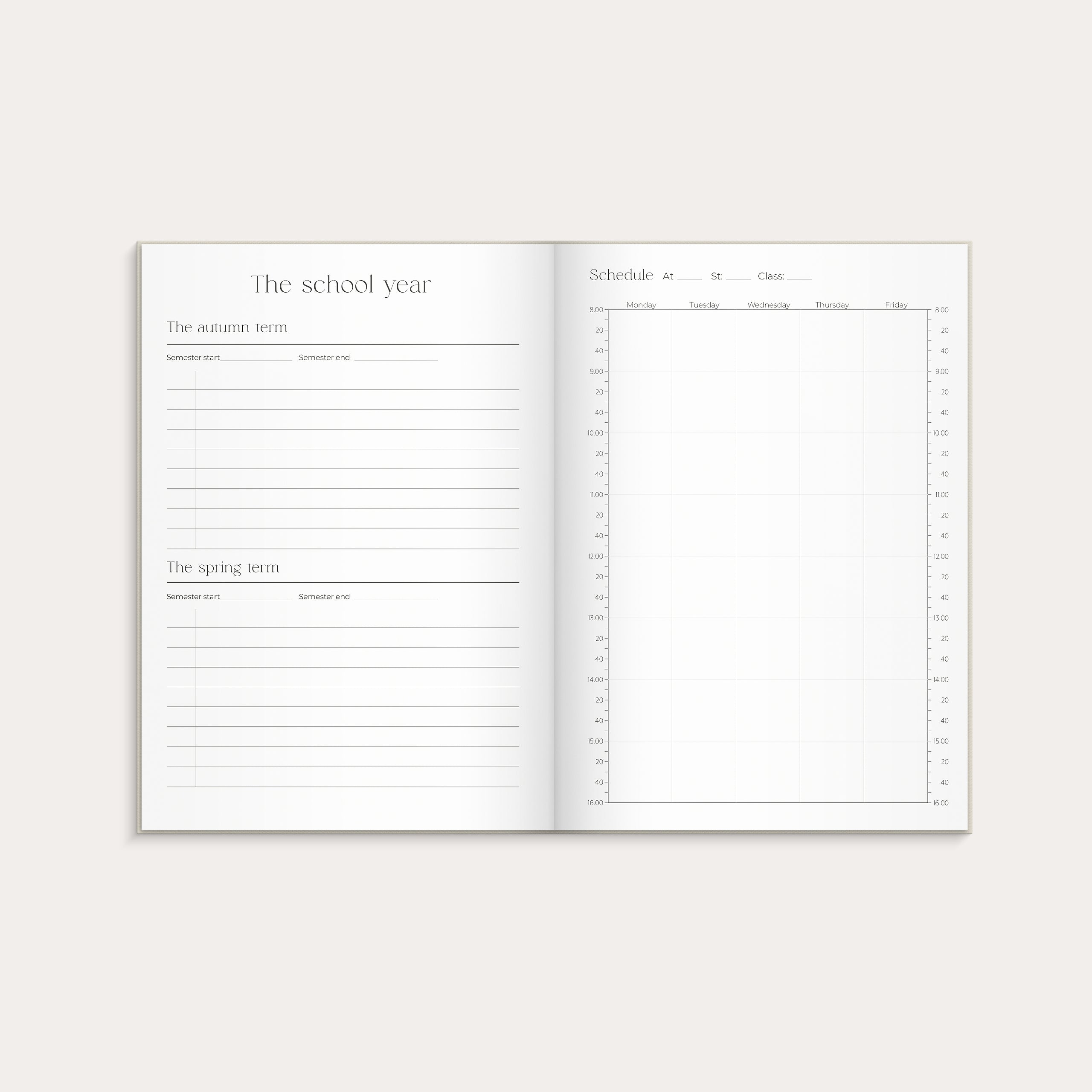 Student Planner A5 Beige