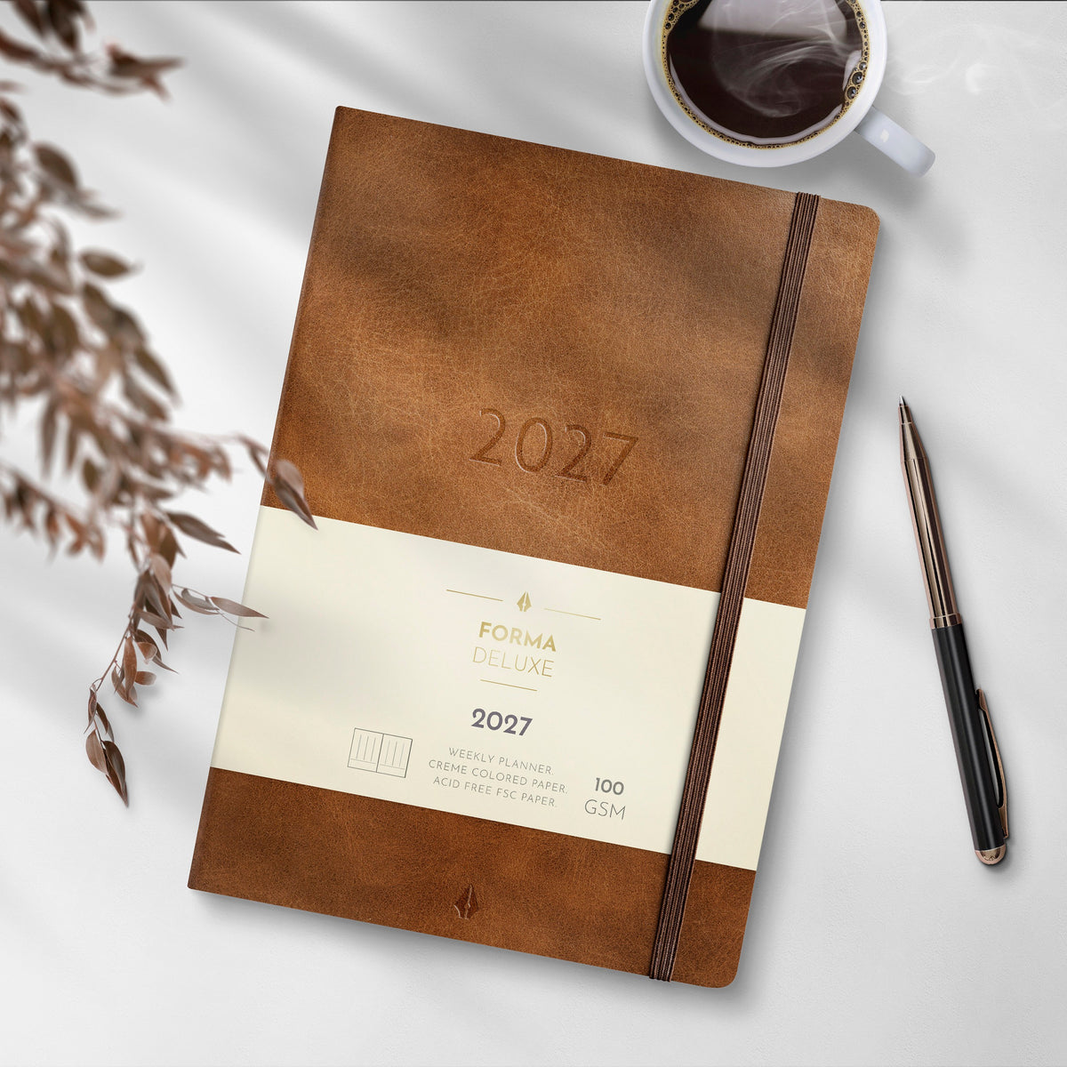 Kalender 2027 Agency A5 Forma Deluxe Brun